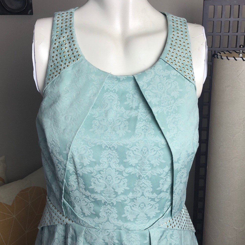 RW&Co Mint Green Jacquard Fit and Flare Dress Size 6 - Picture 2 of 15